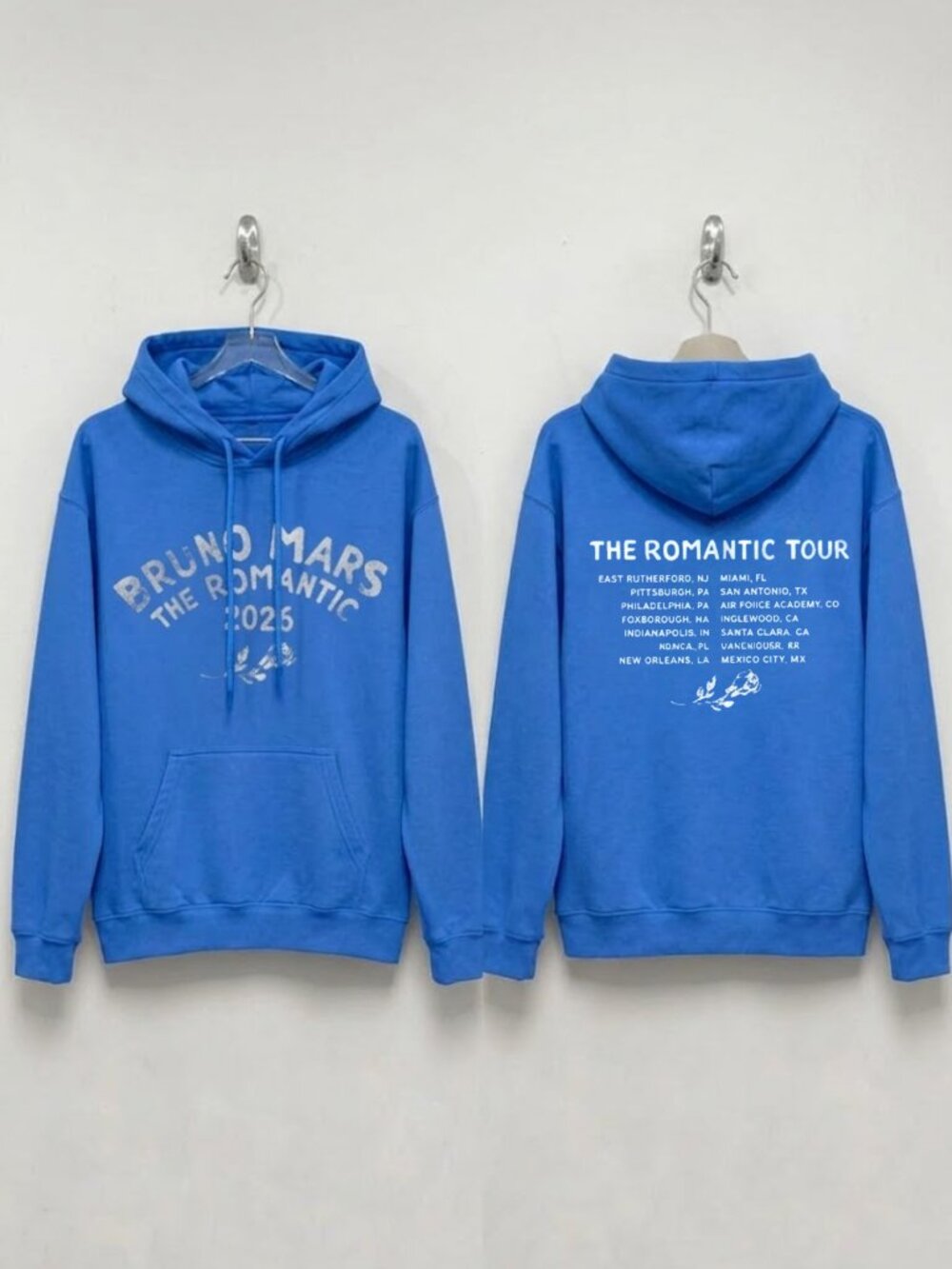 Bruno Mars The Romantic Tour 2026 Blue Hoodie